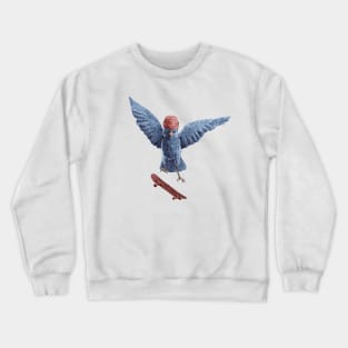 Bird doing skateboard maneuver Crewneck Sweatshirt